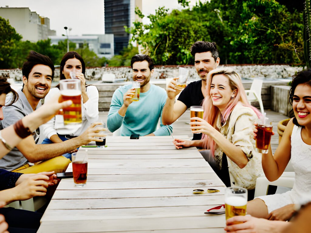 Digital Nomads in Mexico collaborating in a vibrant co-working space with colorful décor and traditional Mexican artwork.